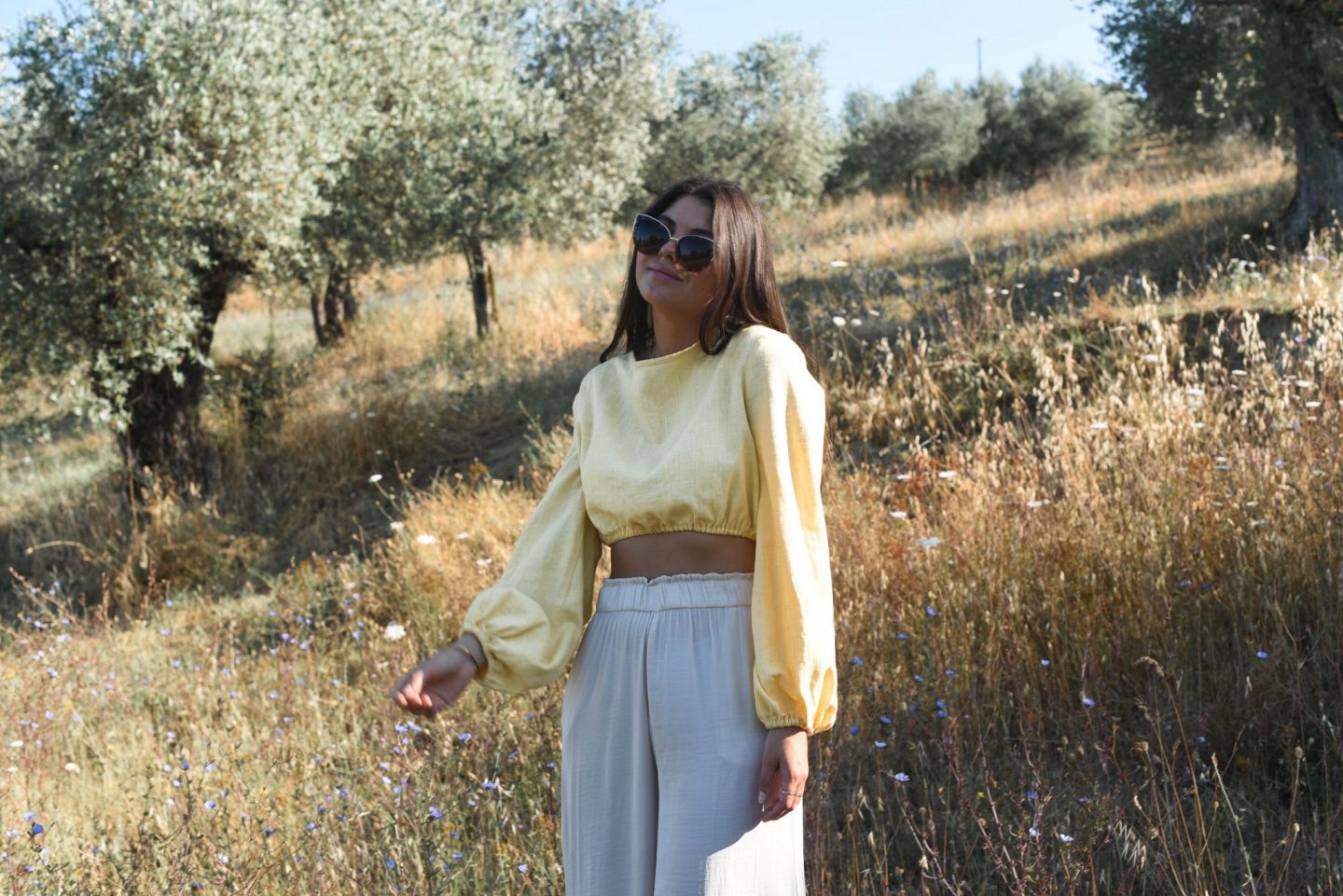 Umbria, Italy - yellow blouse x wide pants